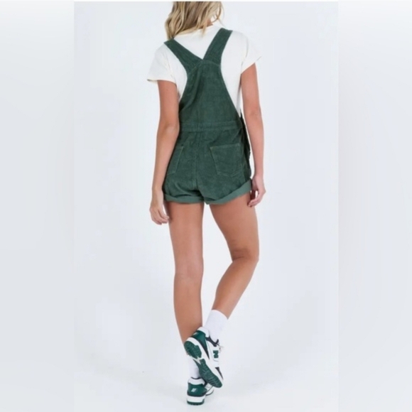 Princess Polly Kacey Ribbed Corduroy Shortall Size 4 Coveralls Hunter Green - Picture 7 of 13